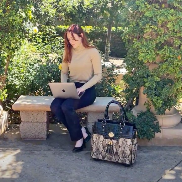 JKM and Company BARCELONA Python Rolling Laptop Bag Briefcase Tote or Travel Bag - Picture 6 of 7